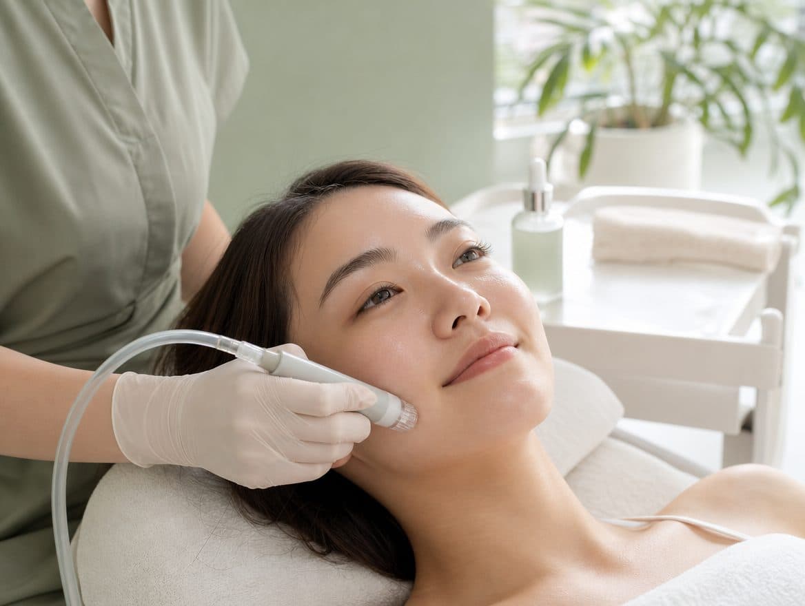 Hydrafacial treatment on a client at a medical spa in Singapore